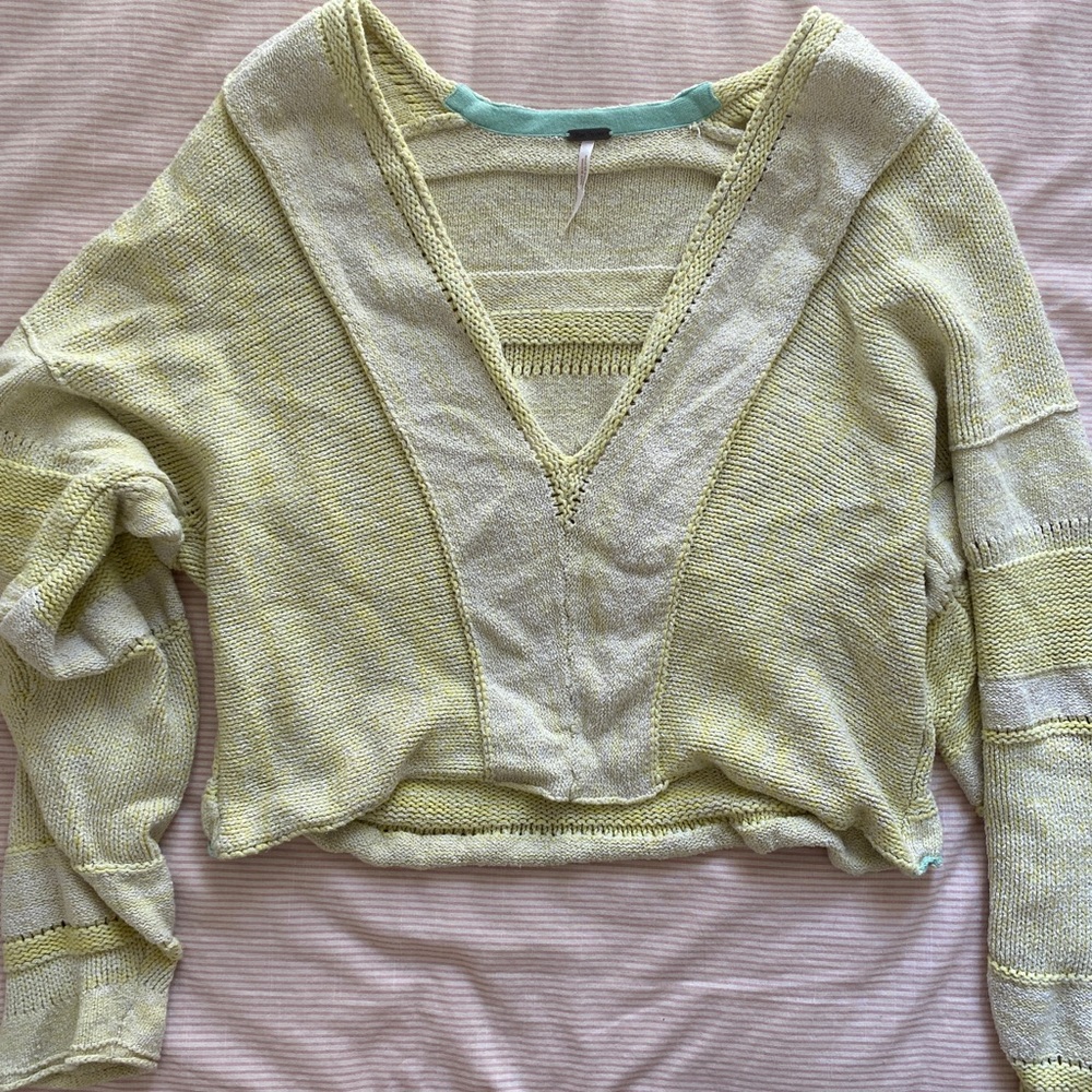 Free people lime cropped sweater